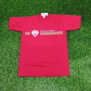 Vintage 80s Adelphi University T-Shirt Mens XS Slim Fit Velva Sheen